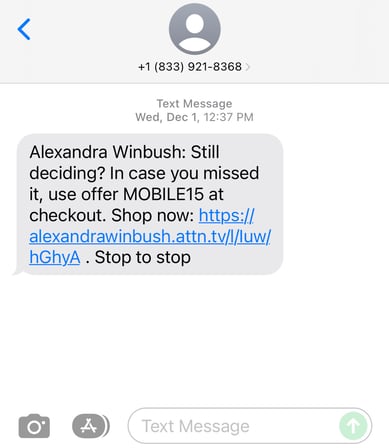 Alexandra Winbush SMS Marketing Example